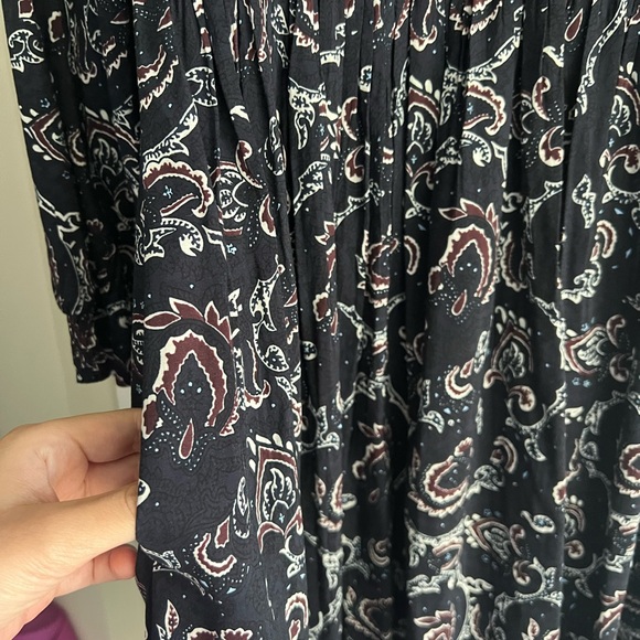 Elegant Deep Navy Blue Madewell Smocked Paisley Dress XS - Picture 8 of 8